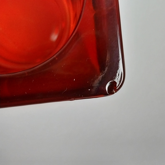 Vintage Mid Century Votive Candle Holders Ruby Cadmium Red Cube Art Glass - Picture 8 of 8